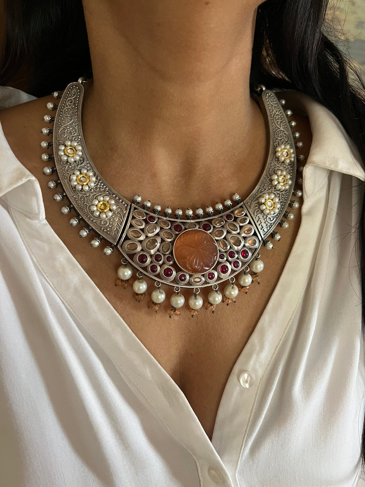 Elegant Fusion Necklace with Earrings