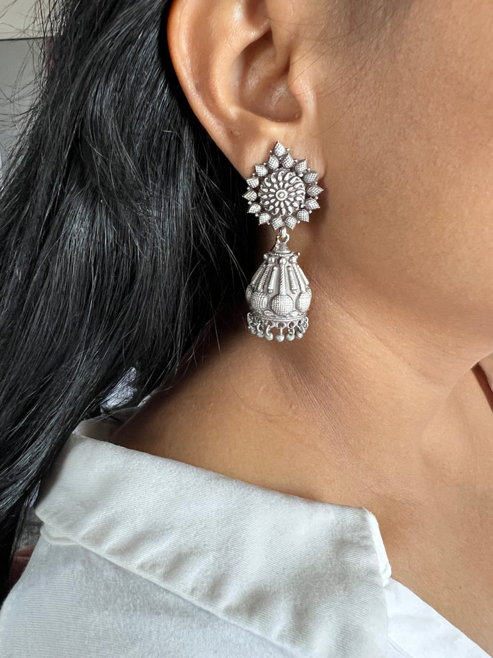 Antique Oxidized Jhumka Earrings | Statement Jewelry by SHIVKA