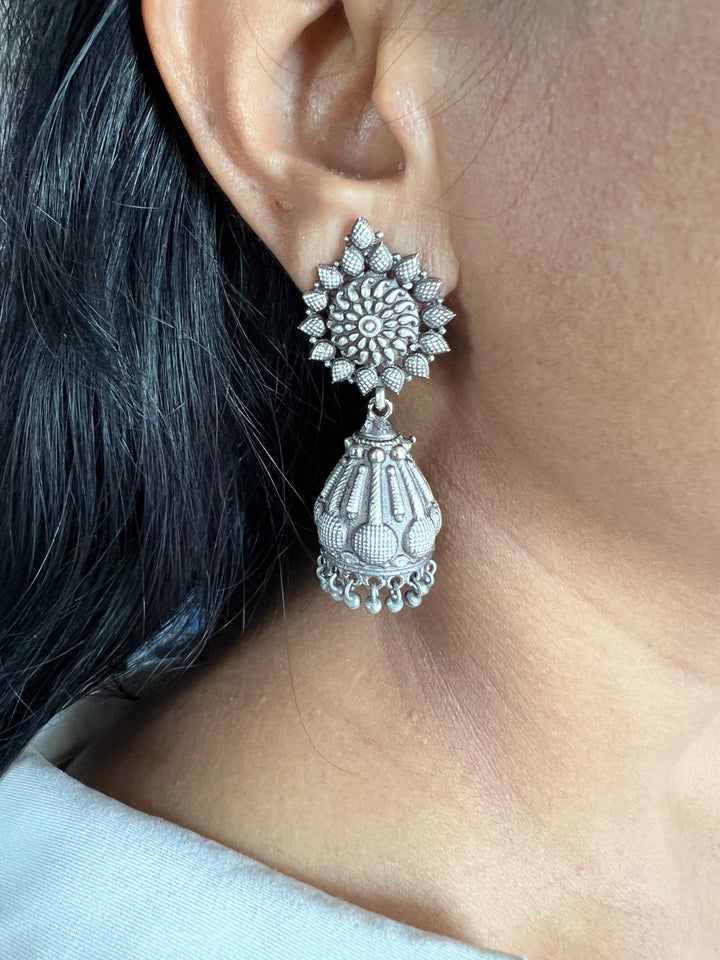 Antique Oxidized Jhumka Earrings | Statement Jewelry by SHIVKA