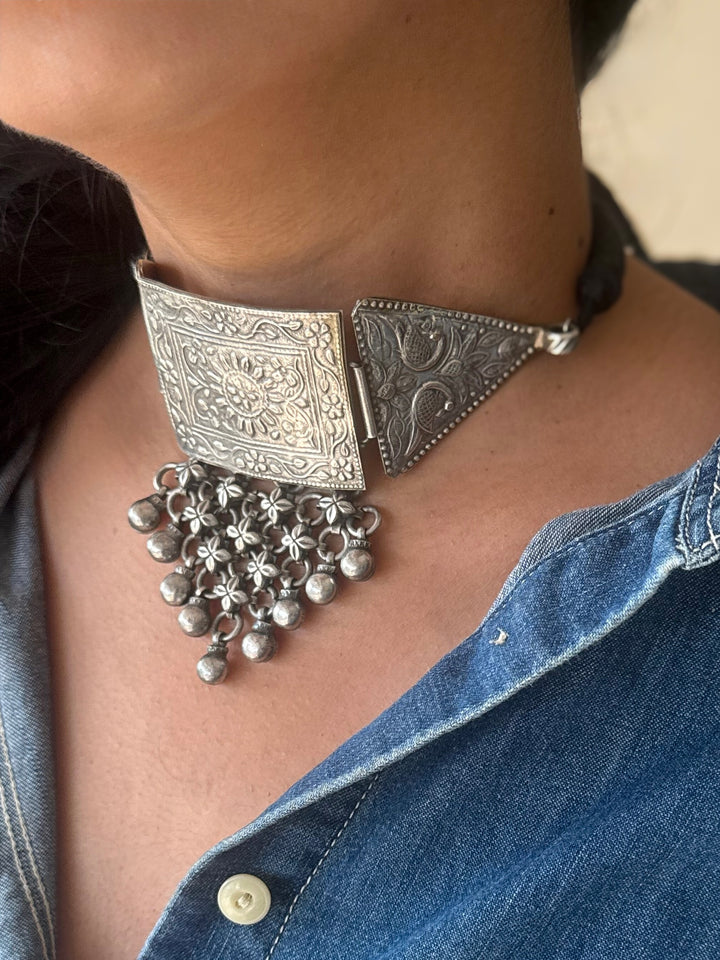 Handmade Tribal Antique Brass Statement Necklace | Adjustable Dori Artisan Jewelry