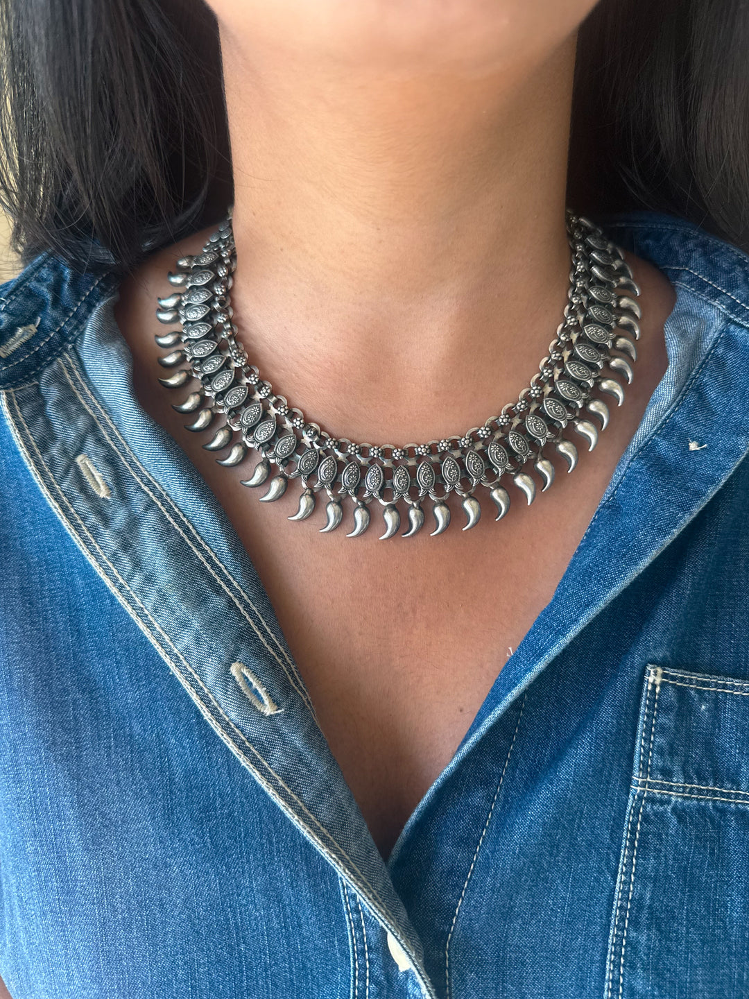 Handmade Tribal Antique Brass Statement Necklace | Adjustable Dori Artisan Jewelry