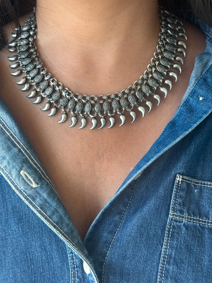 Handmade Tribal Antique Brass Statement Necklace | Adjustable Dori Artisan Jewelry