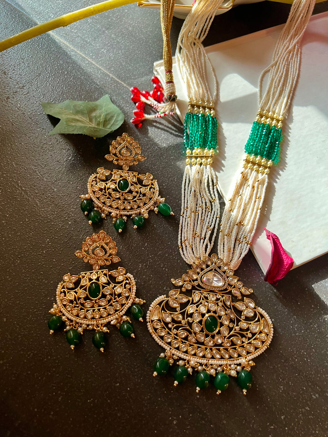 Beautiful Kundan Pendant Necklace with Statement Earrings