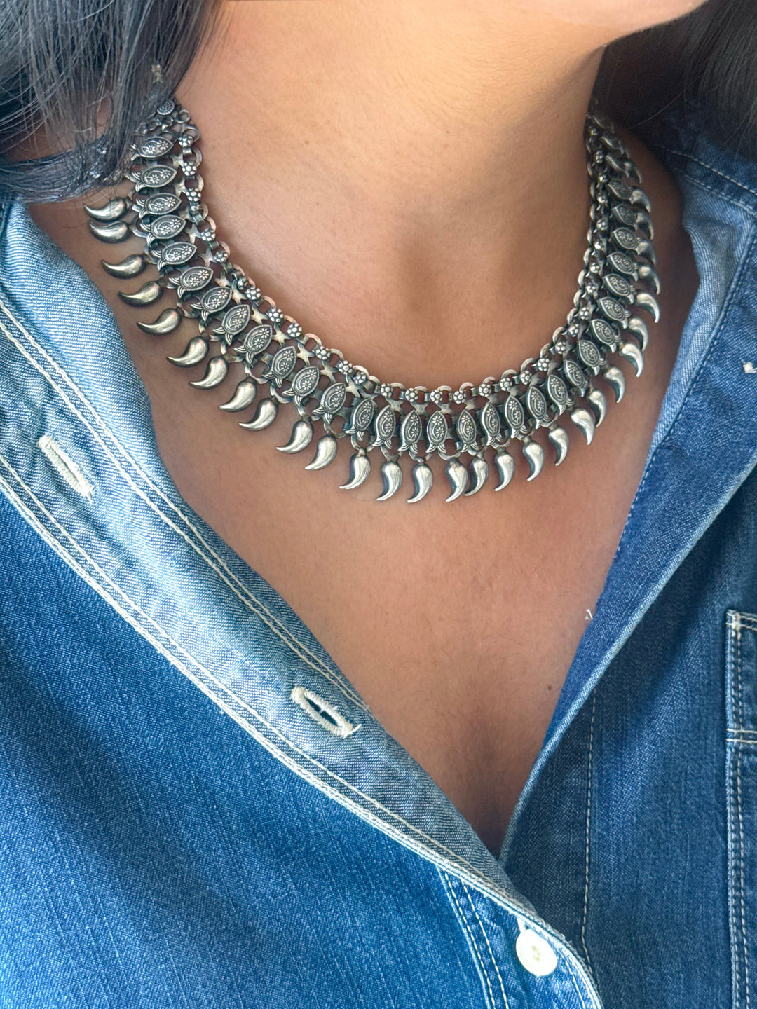 Handmade Tribal Antique Brass Statement Necklace | Adjustable Dori Artisan Jewelry