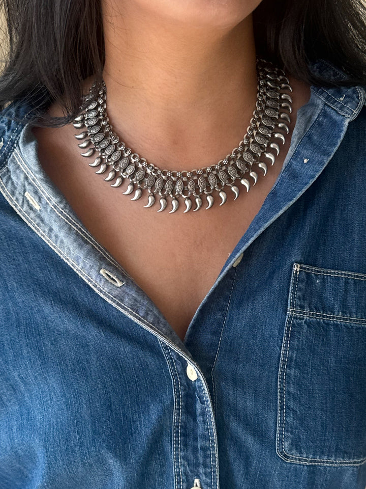 Handmade Tribal Antique Brass Statement Necklace | Adjustable Dori Artisan Jewelry