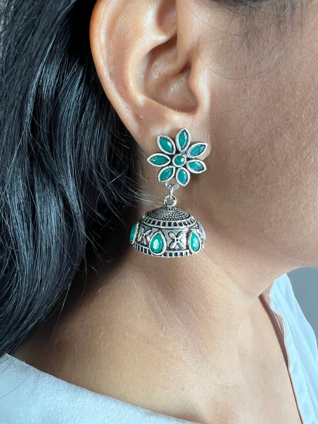 Antique Oxidized Jhumka Earrings | Statement Jewelry by SHIVKA