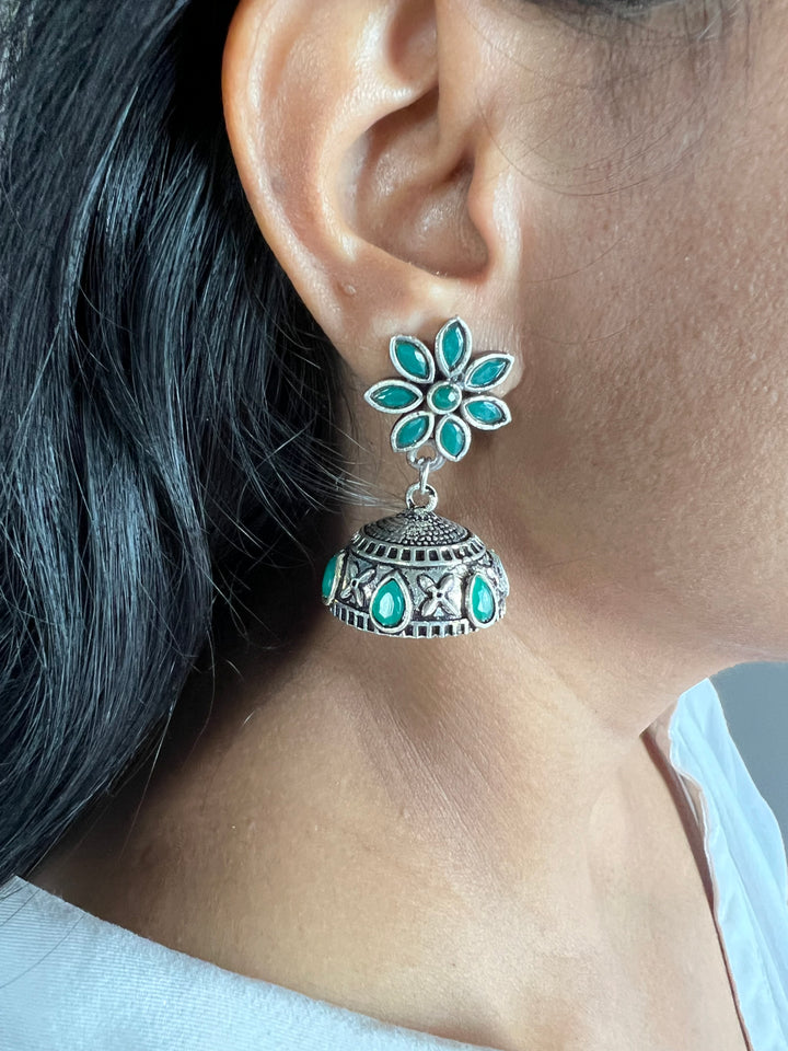 Antique Oxidized Jhumka Earrings | Statement Jewelry by SHIVKA