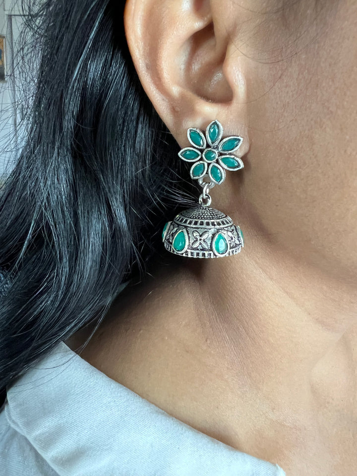 Antique Oxidized Jhumka Earrings | Statement Jewelry by SHIVKA