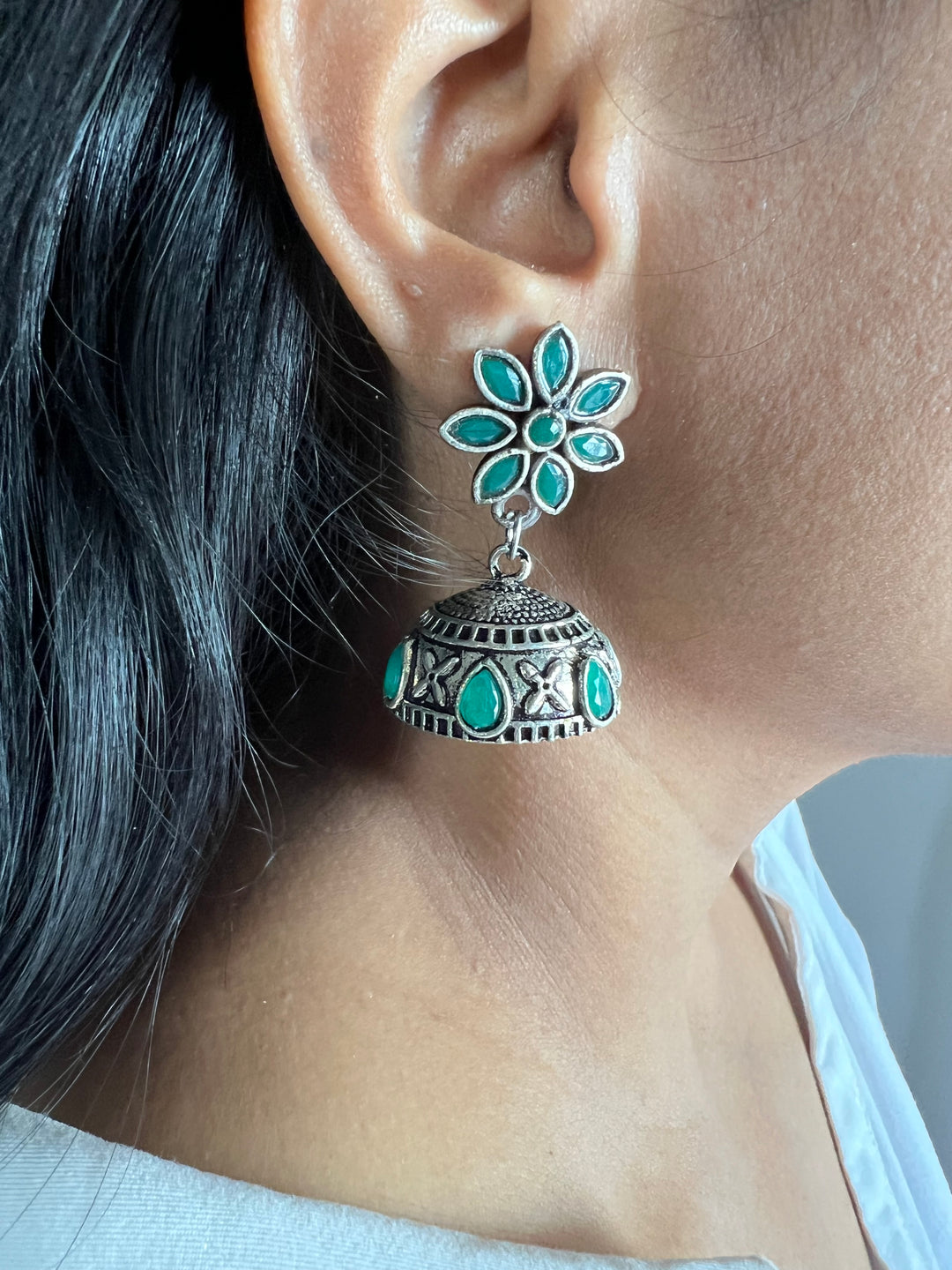 Antique Oxidized Jhumka Earrings | Statement Jewelry by SHIVKA