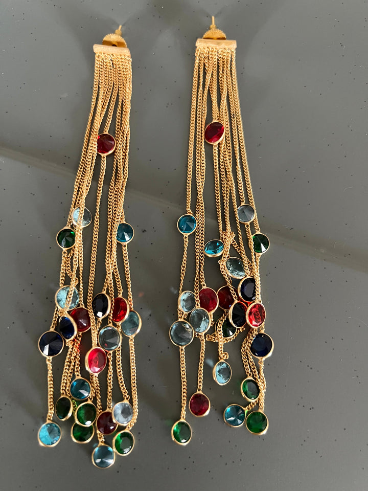 Designer Sapphire Long Earrings