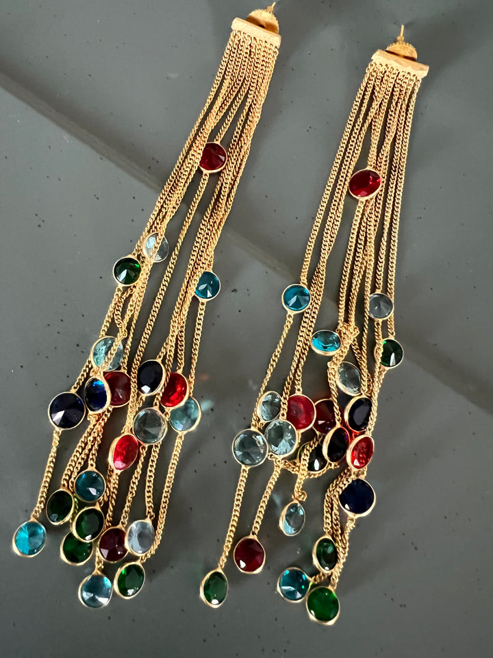 Designer Sapphire Long Earrings