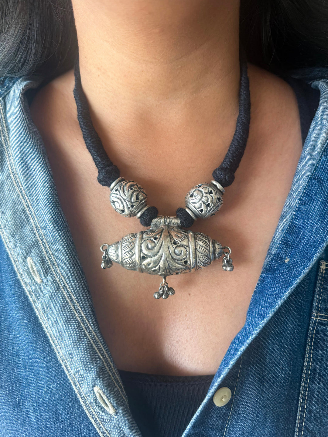 Handmade Tribal Antique Brass Statement Necklace | Adjustable Dori Artisan Jewelry