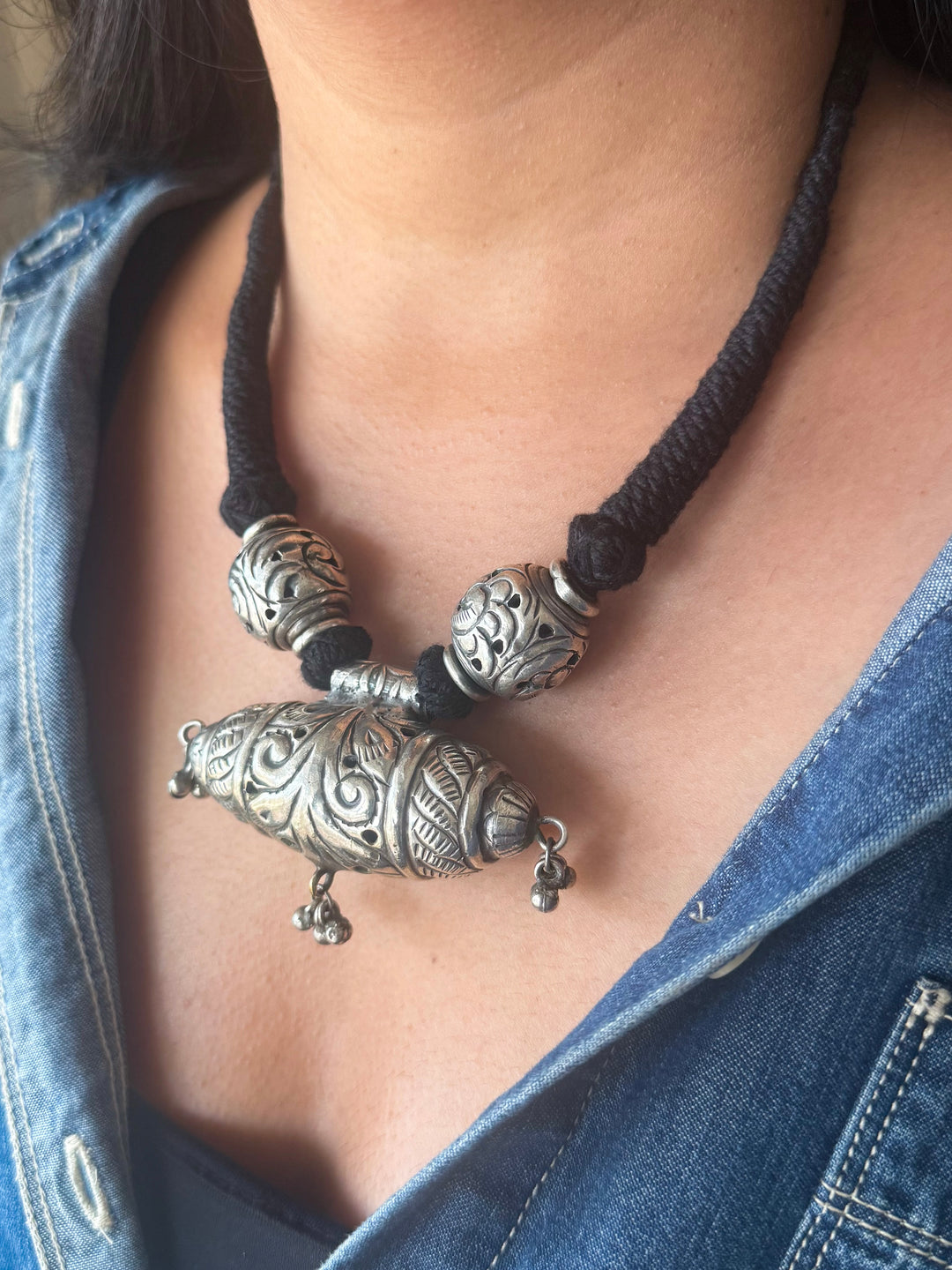 Handmade Tribal Antique Brass Statement Necklace | Adjustable Dori Artisan Jewelry