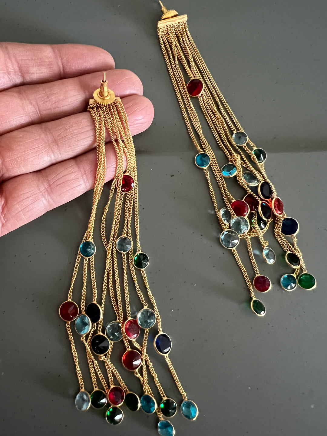 Designer Sapphire Long Earrings