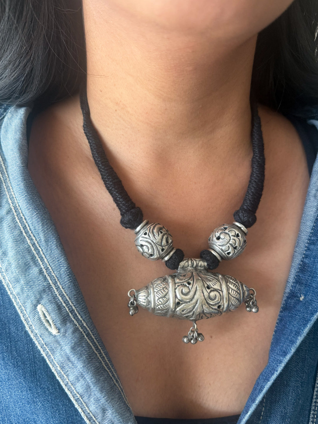 Handmade Tribal Antique Brass Statement Necklace | Adjustable Dori Artisan Jewelry