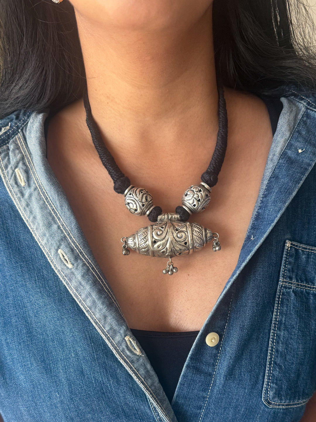 Handmade Tribal Antique Brass Statement Necklace | Adjustable Dori Artisan Jewelry