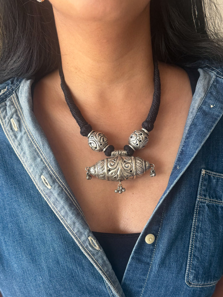 Handmade Tribal Antique Brass Statement Necklace | Adjustable Dori Artisan Jewelry