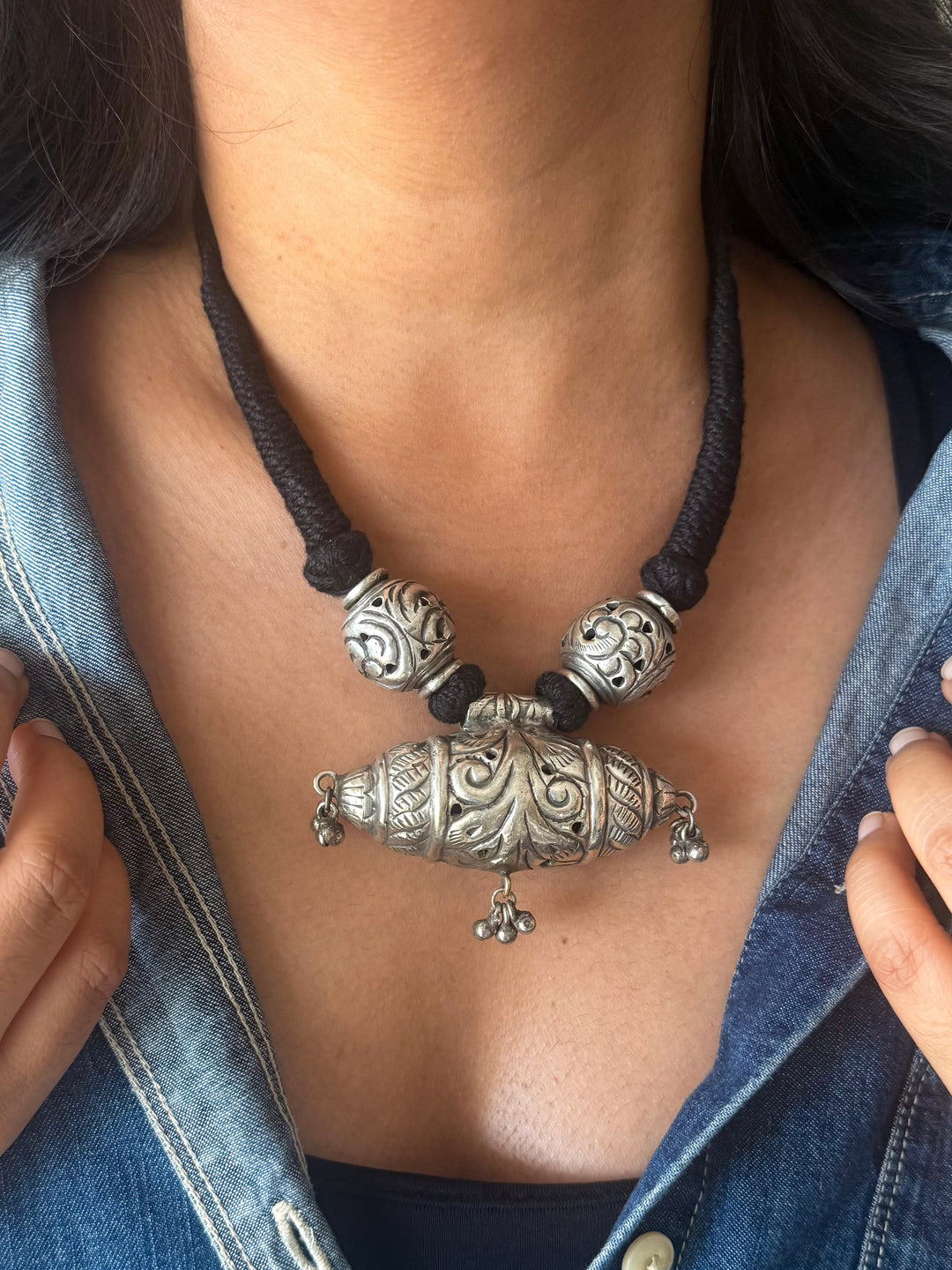 Handmade Tribal Antique Brass Statement Necklace | Adjustable Dori Artisan Jewelry