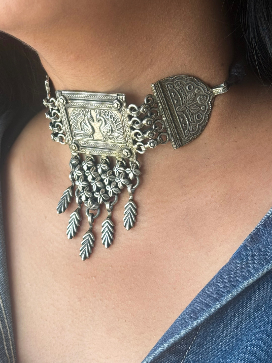 Handmade Tribal Antique Brass Statement Necklace | Adjustable Dori Artisan Jewelry