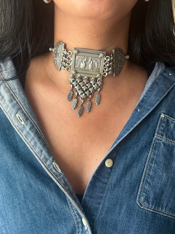 Handmade Tribal Antique Brass Statement Necklace | Adjustable Dori Artisan Jewelry