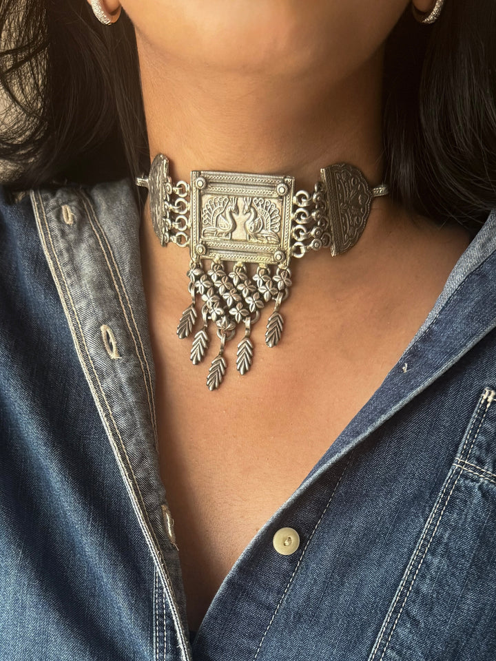 Handmade Tribal Antique Brass Statement Necklace | Adjustable Dori Artisan Jewelry