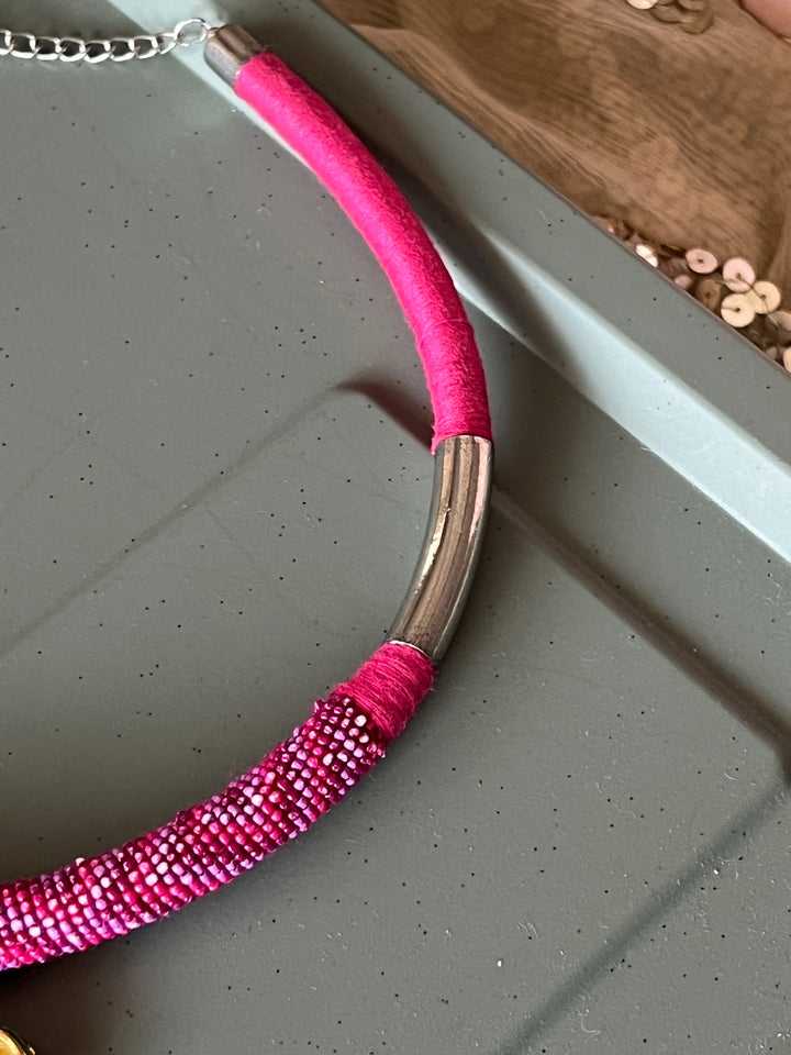 Fusion Navratna Hasli Necklace | SHIVKA | Statement Jewelry