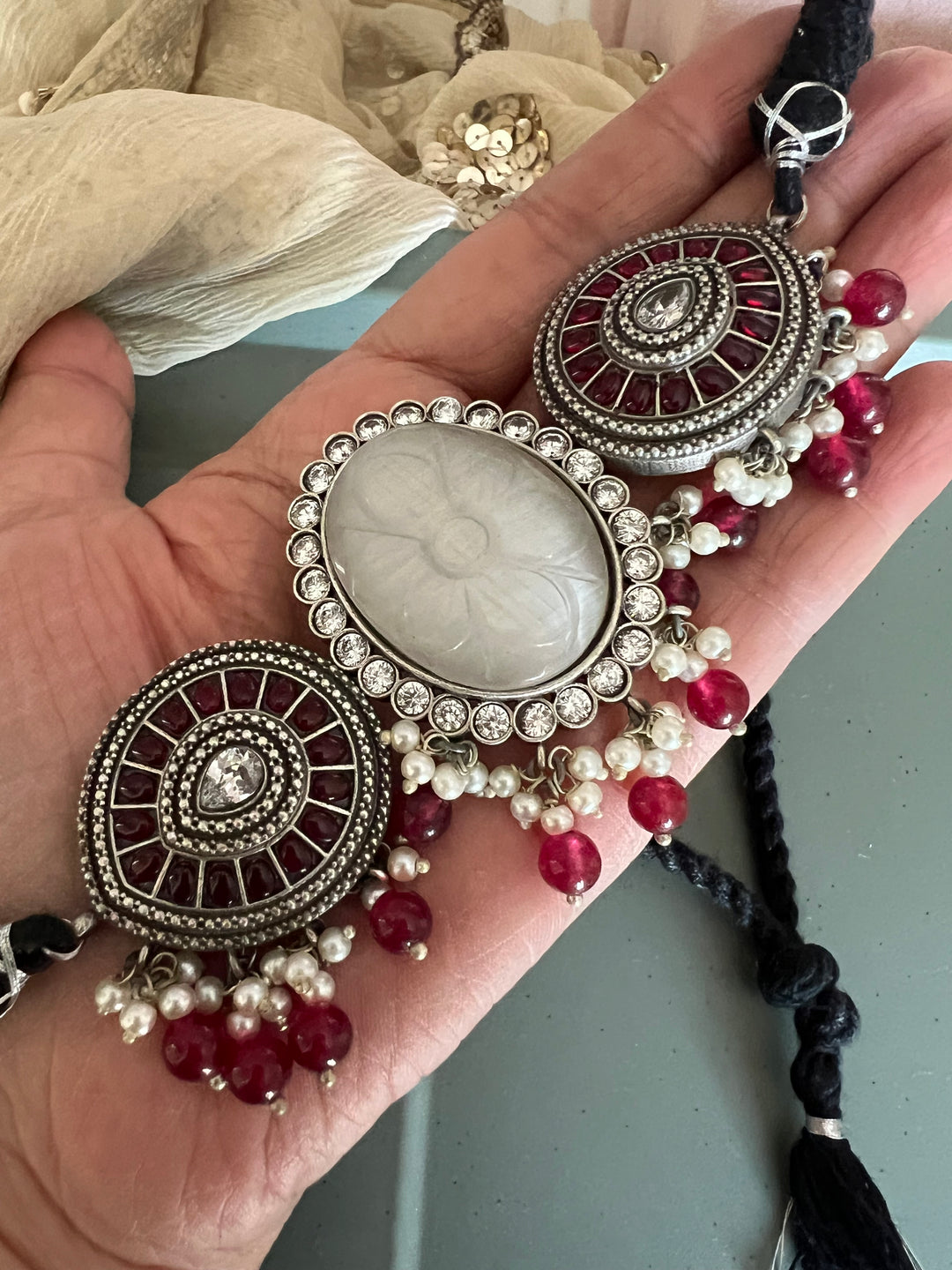 Statement Carved Stone Choker: Exquisite Craftsmanship