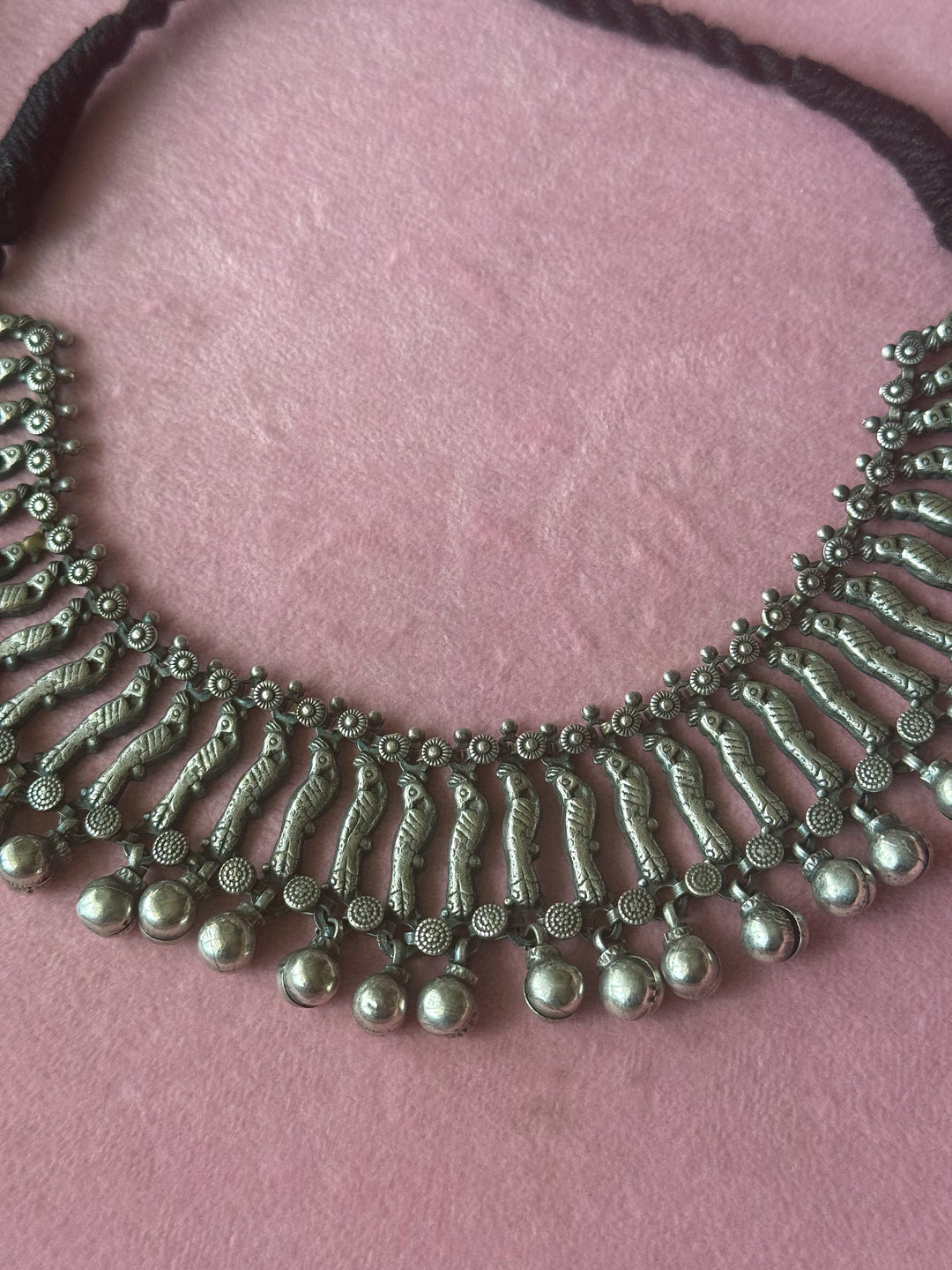 Handmade Tribal Ghungroo Antique Brass Statement Necklace | Adjustable Dori Artisan Jewelry