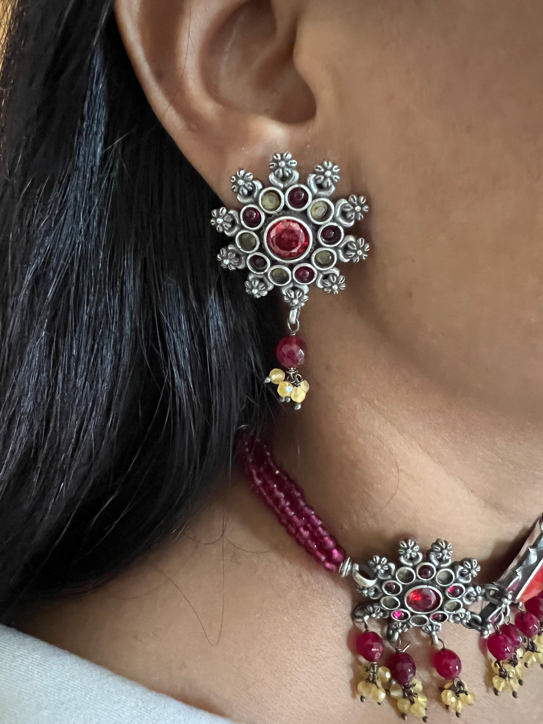 Vintage Artistic Choker with Statement Earrings