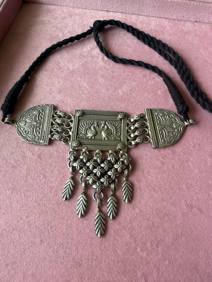 Handmade Tribal Antique Brass Statement Necklace | Adjustable Dori Artisan Jewelry