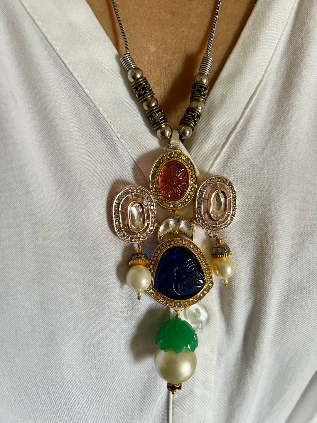 Pendant Long Necklace with Statement Earrings