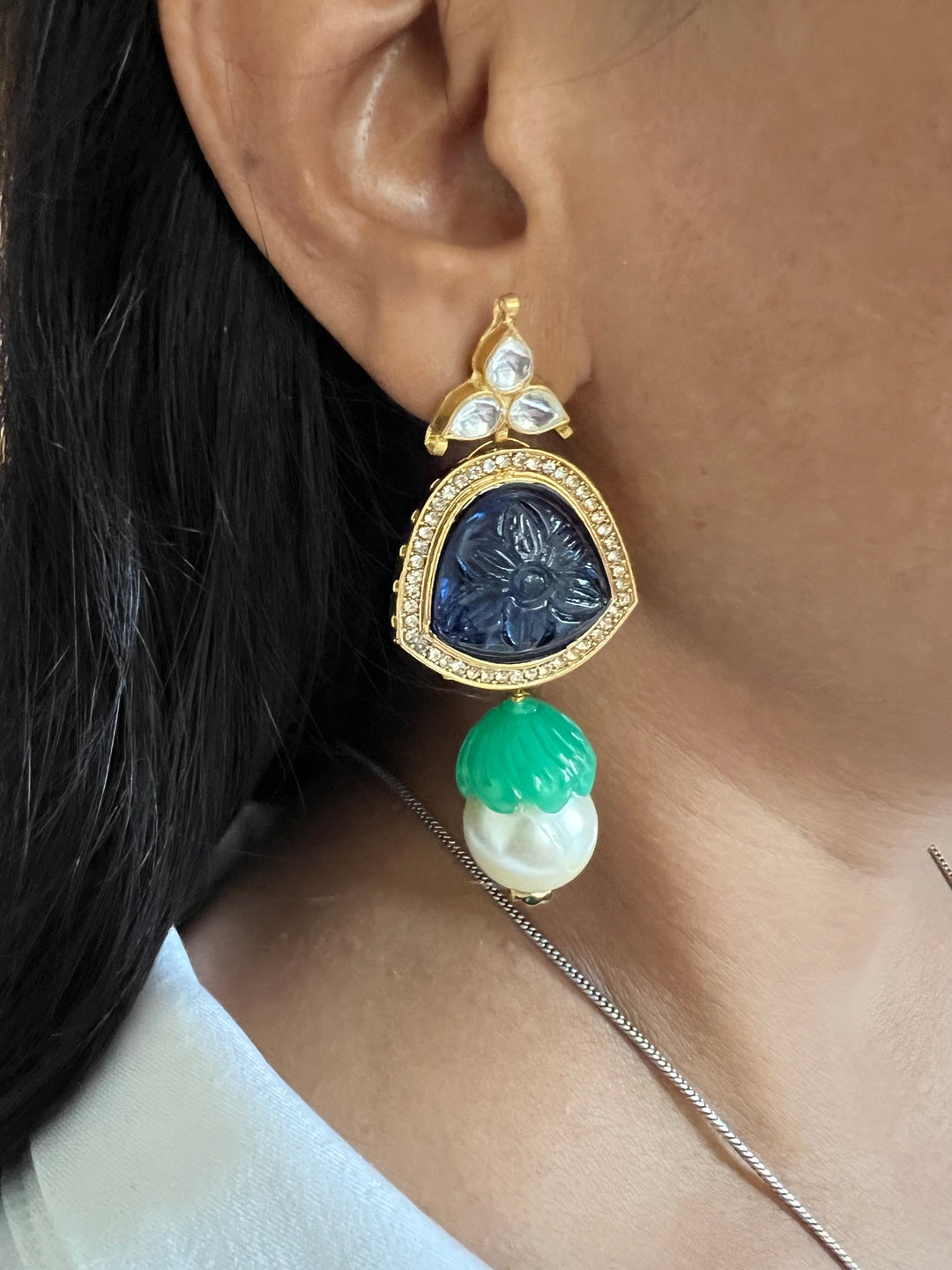 Pendant Long Necklace with Statement Earrings