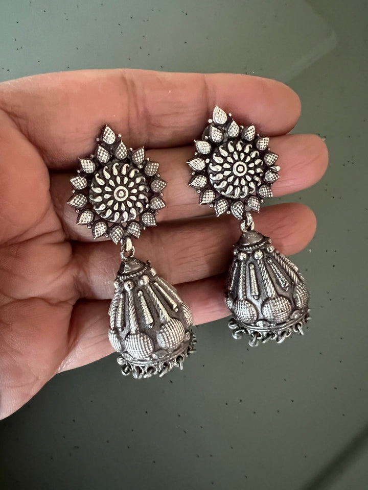 Antique Oxidized Jhumka Earrings | Statement Jewelry by SHIVKA