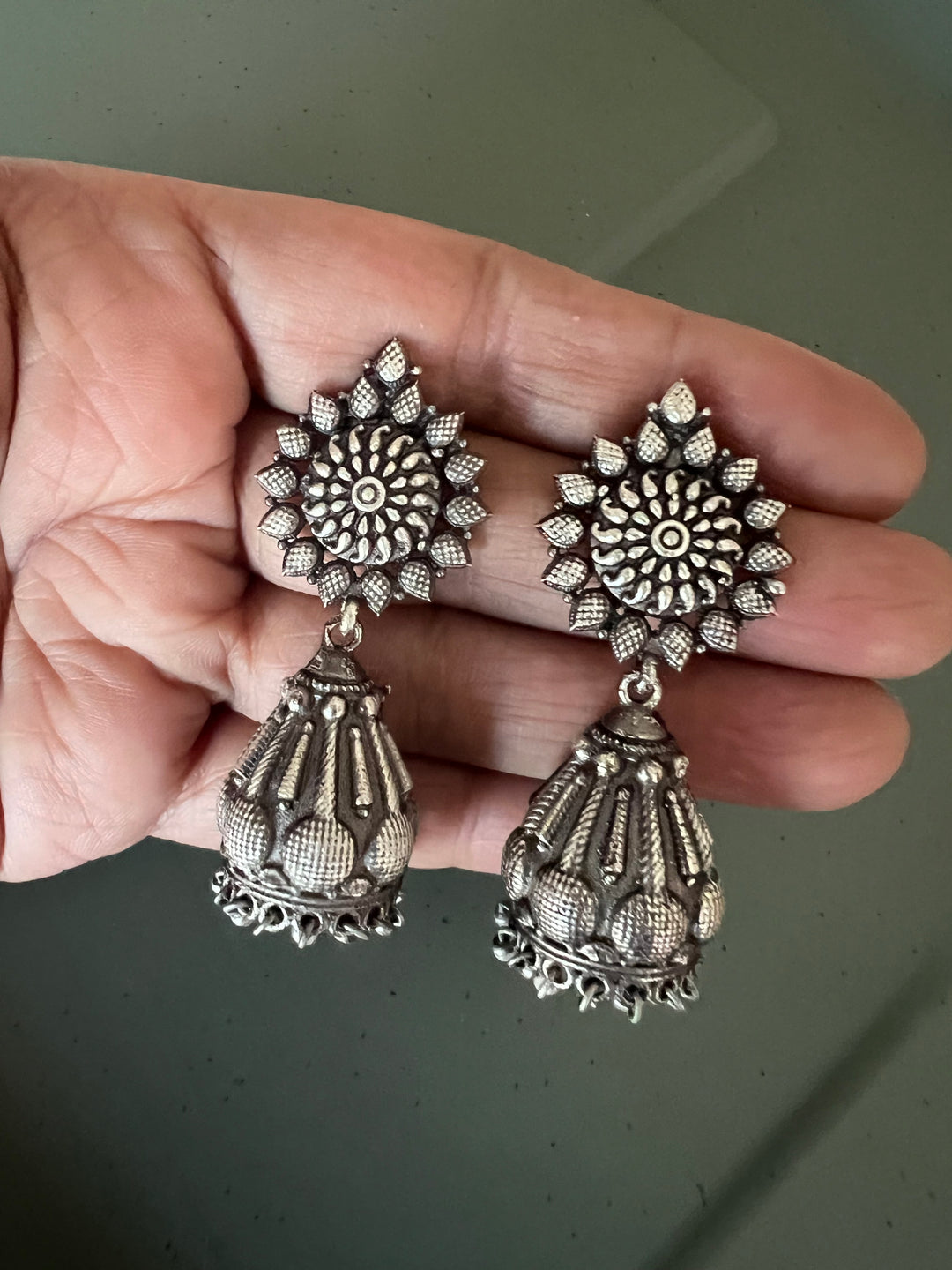 Antique Oxidized Jhumka Earrings | Statement Jewelry by SHIVKA