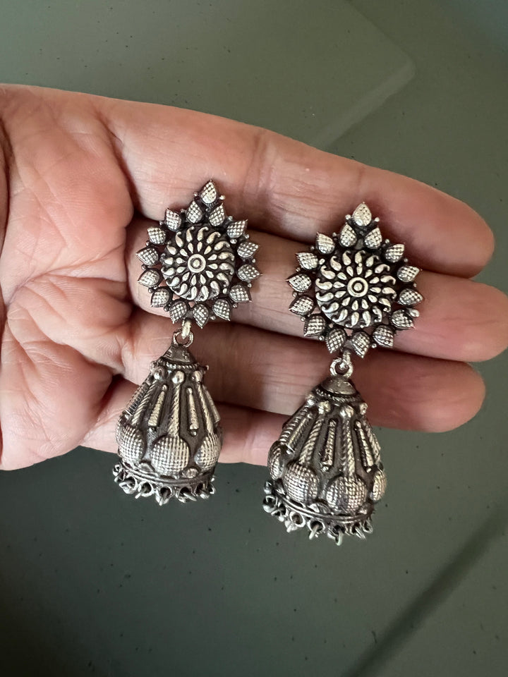 Antique Oxidized Jhumka Earrings | Statement Jewelry by SHIVKA