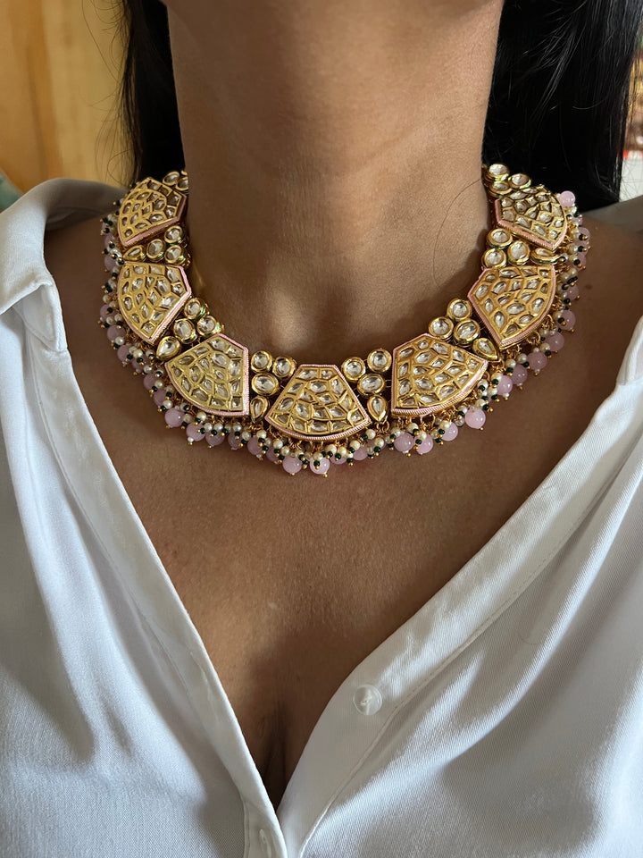 Elegant Kundan Choker Necklace with Earrings