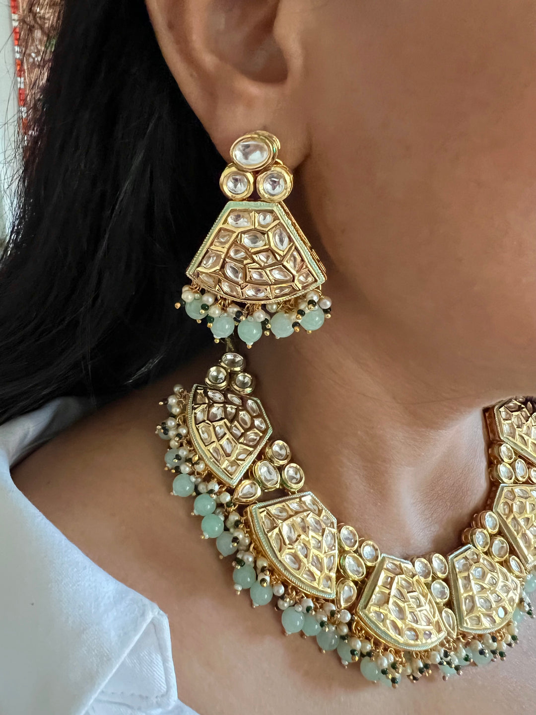 Elegant Kundan Choker Necklace with Earrings