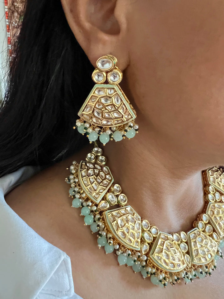 Elegant Kundan Choker Necklace with Earrings