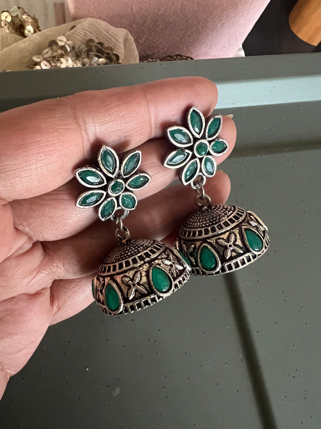 Antique Oxidized Jhumka Earrings | Statement Jewelry by SHIVKA