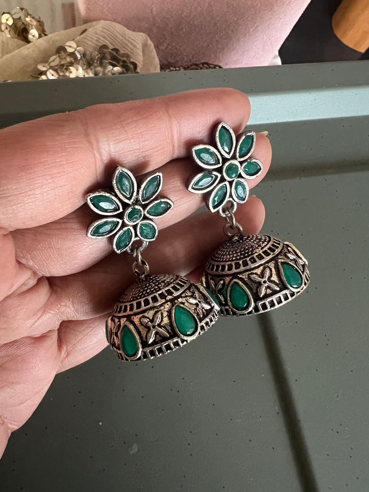 Antique Oxidized Jhumka Earrings | Statement Jewelry by SHIVKA