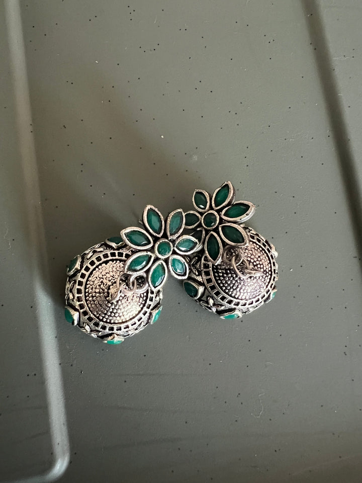 Antique Oxidized Jhumka Earrings | Statement Jewelry by SHIVKA