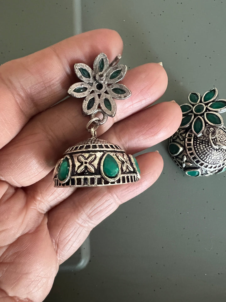 Antique Oxidized Jhumka Earrings | Statement Jewelry by SHIVKA