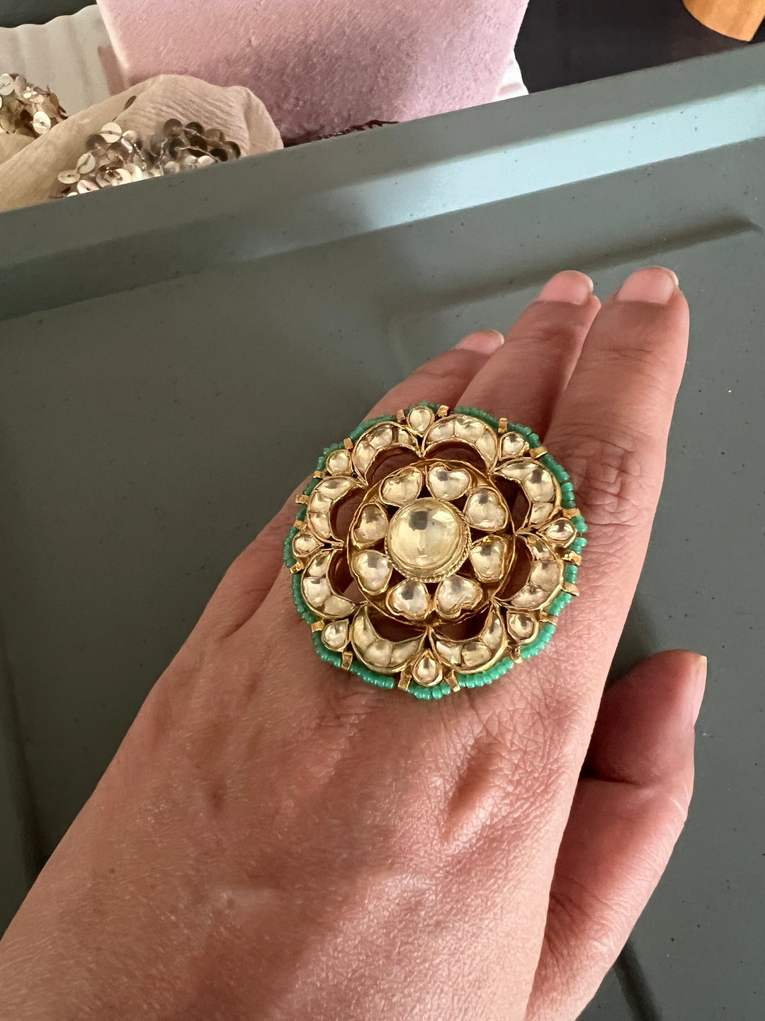 Exclusive Patchi Kundan Ring | Statement Jewelry by SHIVKA