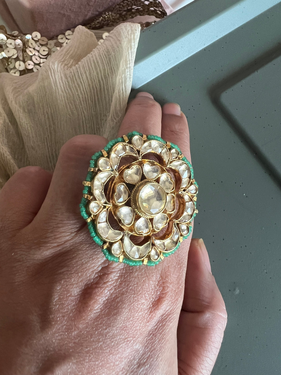 Exclusive Patchi Kundan Ring | Statement Jewelry by SHIVKA