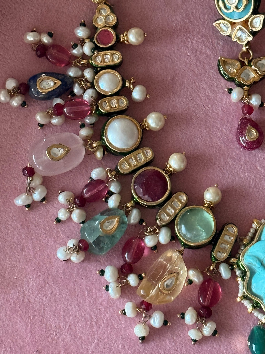 Semi-Precious Stone Kundan Necklace Set | SHIVKA