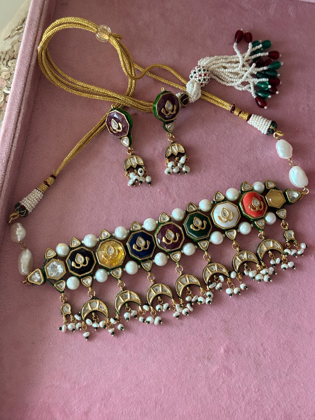 Semi-Precious Stone Kundan Necklace Set | SHIVKA