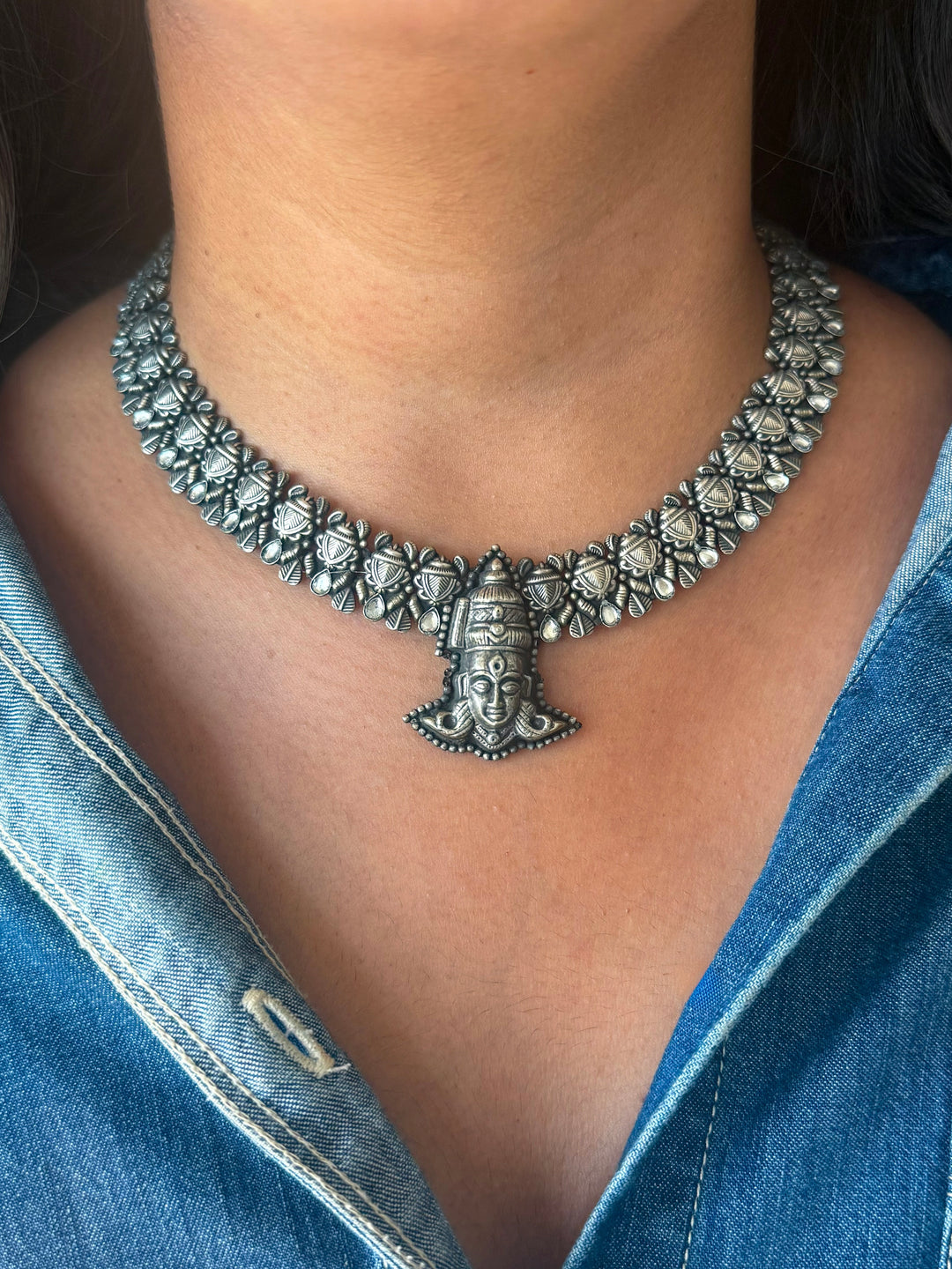 Handmade Tribal Antique Brass Statement Necklace | Adjustable Dori Artisan Jewelry