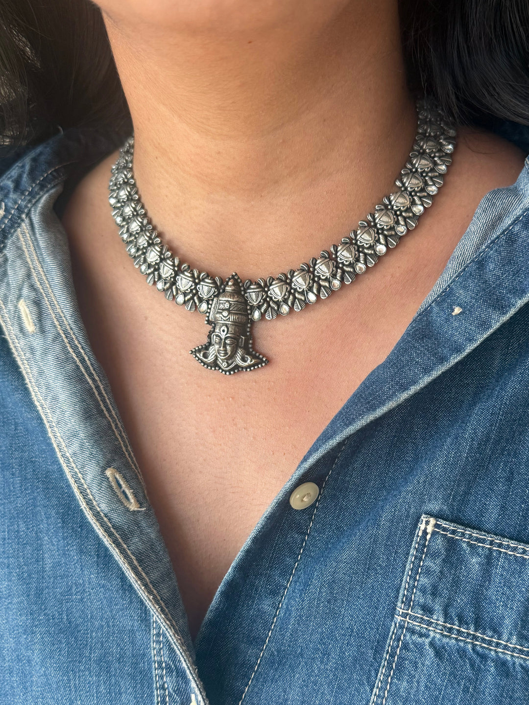 Handmade Tribal Antique Brass Statement Necklace | Adjustable Dori Artisan Jewelry
