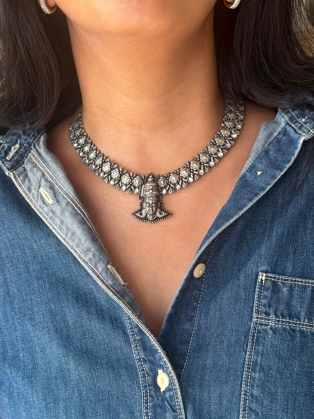 Handmade Tribal Antique Brass Statement Necklace | Adjustable Dori Artisan Jewelry