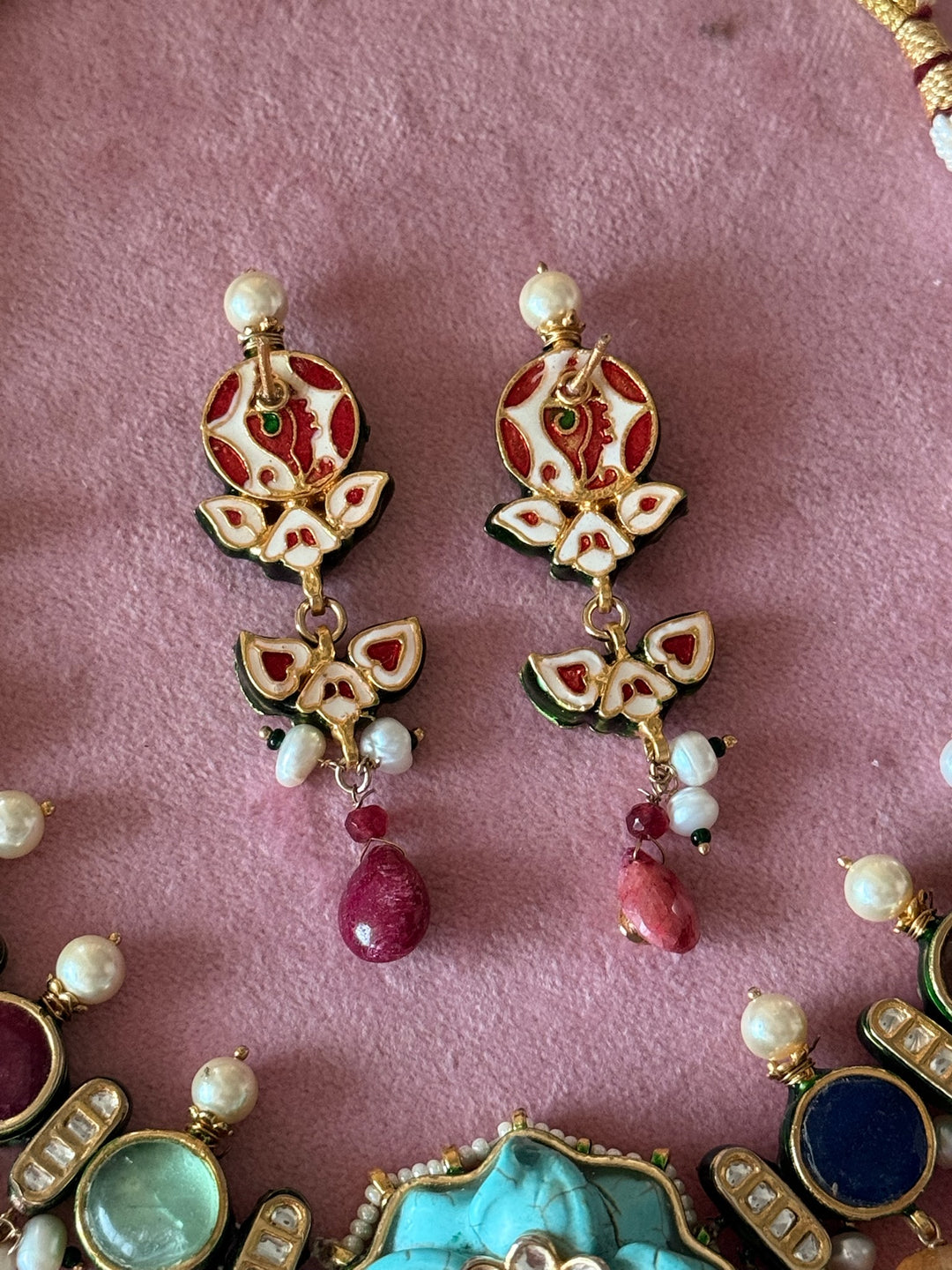 Semi-Precious Stone Kundan Necklace Set | SHIVKA